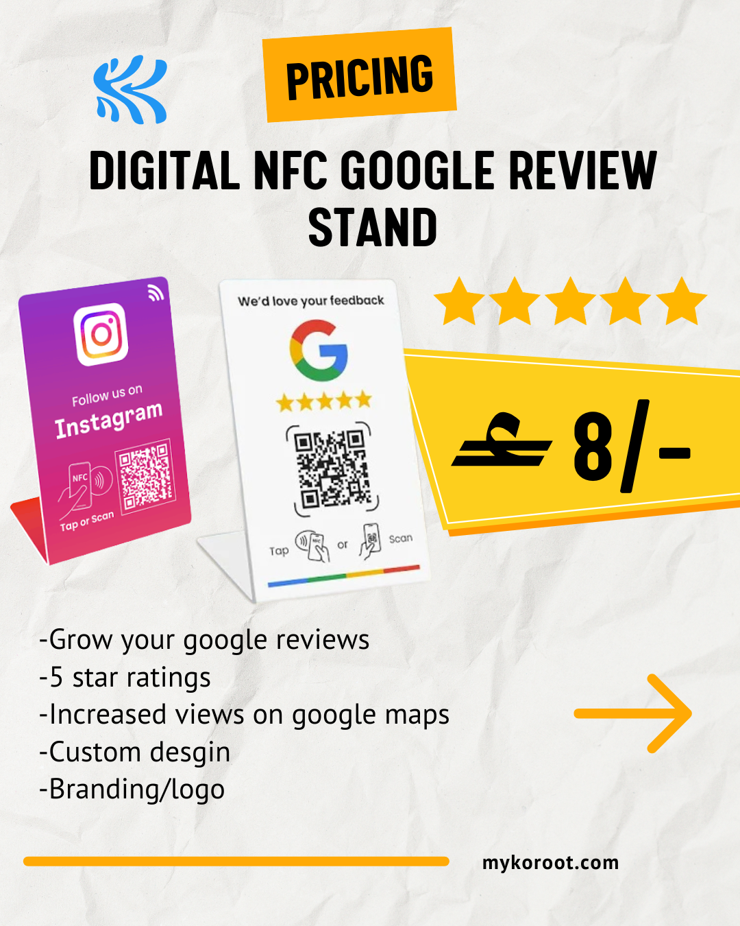 Digital NFC Google Review Stand